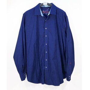 Robert Graham Men's Blue Cotton Shirt, Paisley Trim, Size 2XLTE